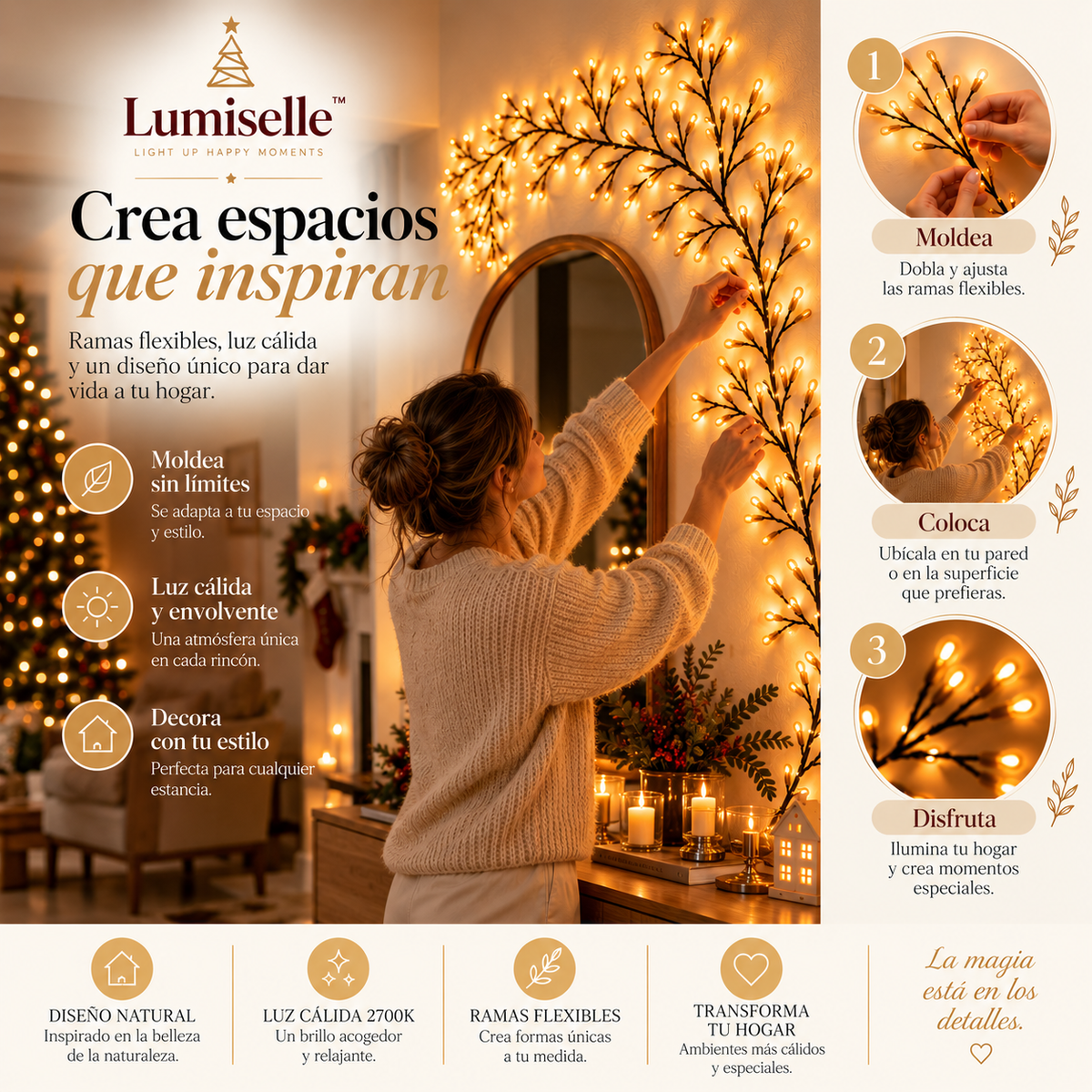 Ramas de luz flexibles con 8 modos y mando